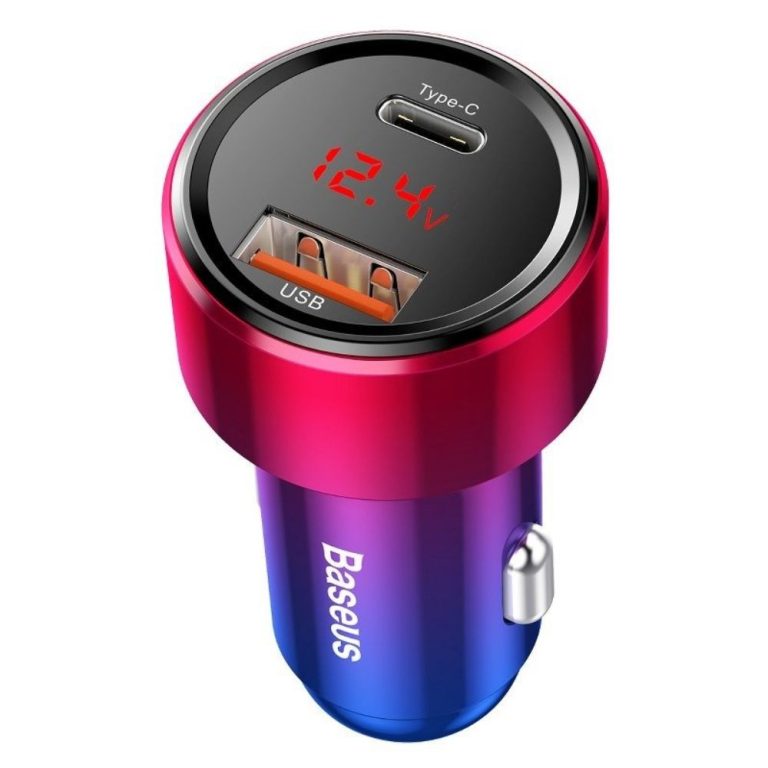 Baseus-Φορτιστής-Αυτοκινήτου-Magic-USB-USB-C-QC-4.0-PD-45W-Red-Blue