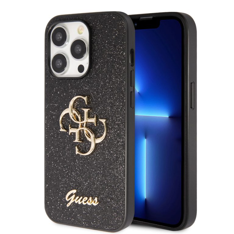 guess-thiki-pu-fixed-glitter-4g-metal-logo-iphone-15-pro-max-black